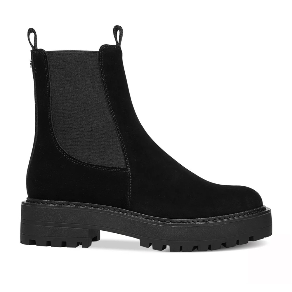 NIB Sam Edelman Black Suede Laguna Pull On Chelsea Boots Waterproof, size 7.5